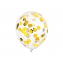Balony transparentne ze złotym konfetti 12cali 30cm 6szt