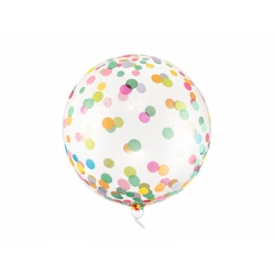 Balon Kula w kolorowe kropki transparentny 40cm