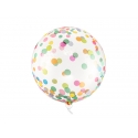 Balon Kula w kolorowe kropki transparentny 40cm