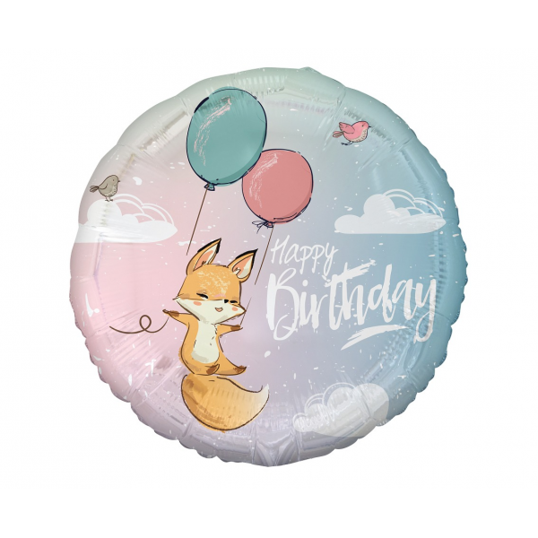 Balon foliowy Happy Birthday Lisek 18cali 36cm