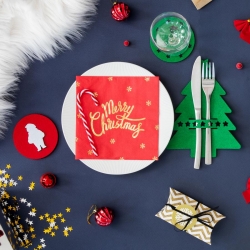 Kieszonki na sztućce filcowe Choinka zielone 6szt