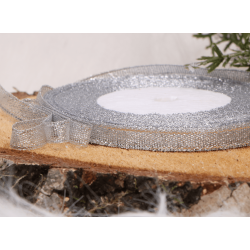 Tasiemka brokatowa srebrna 6mmx22m