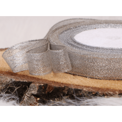 Tasiemka brokatowa srebrna 12mmx22m