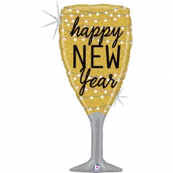 Balon foliowy Kieliszek szampana Happy New Year 37cali 94cm
