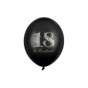 Balony pastelowe 18 urodziny czarne 12cali 30cm 6szt Strong