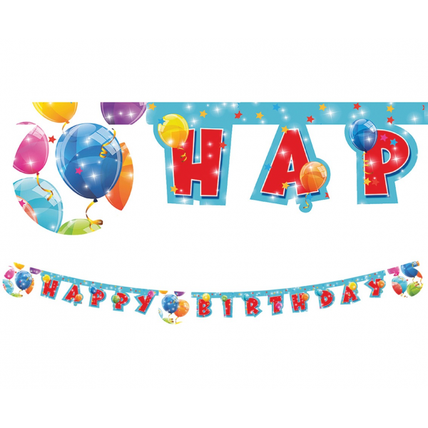 Girlanda papierowa Happy Birthday Kolorowe balony