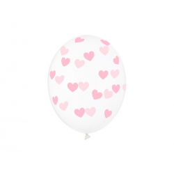 Balony transparentne Serca różowe 12cali 30cm 6szt