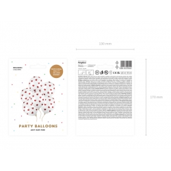 Balony pastelowe białe Serca czerwone 12cali 30cm 6szt