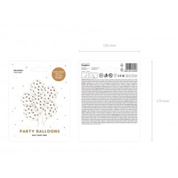 Balony transparentne Kropki złote 12cali 30cm 6szt