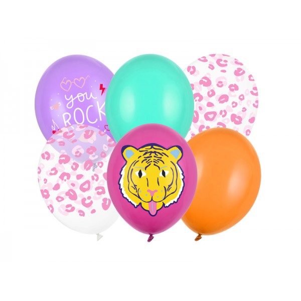 Bukiet balonów Tygrys kolorowe 12cali 30cm 6szt