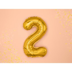 Balon foliowy Cyfra 2 złoty 40cm