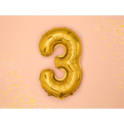 Balon foliowy Cyfra 3 złoty 40cm