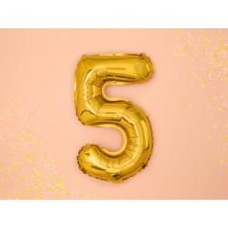 Balon foliowy Cyfra 5 złoty 40cm