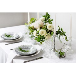 Organza / bieżnik Srebrny nadruk biała 48cmx9m