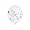 Balony transparentne ze srebrnym konfetti 12cali 30cm 6szt