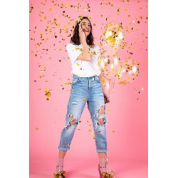 Balony transparentne konfetti złote gwiazdki 12cali 30cm 6szt