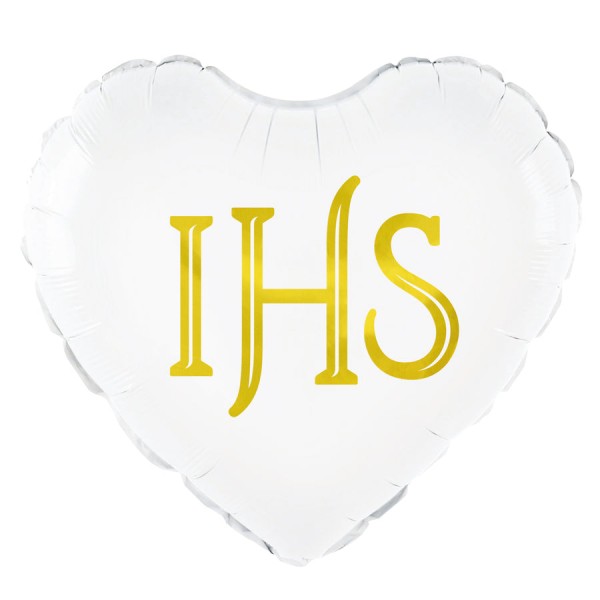 Balon foliowy Serce IHS biały 45cm